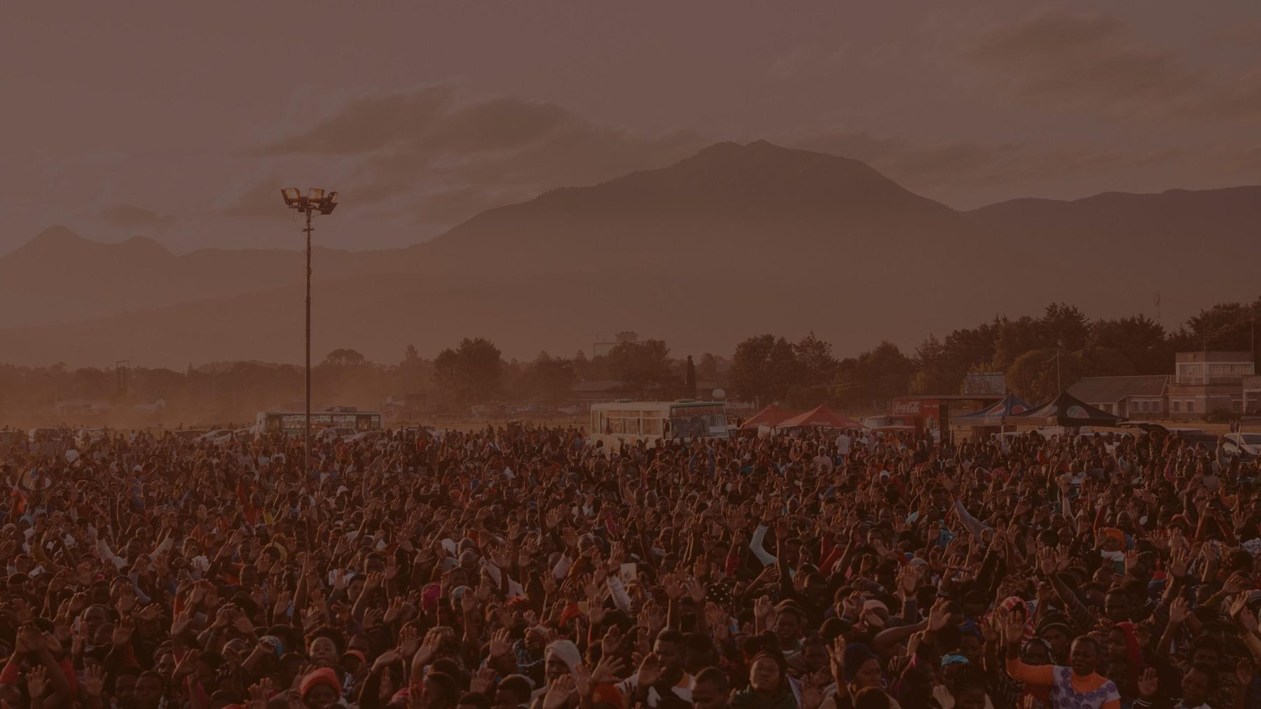 Crowd gathered at a Tanzanian crusade